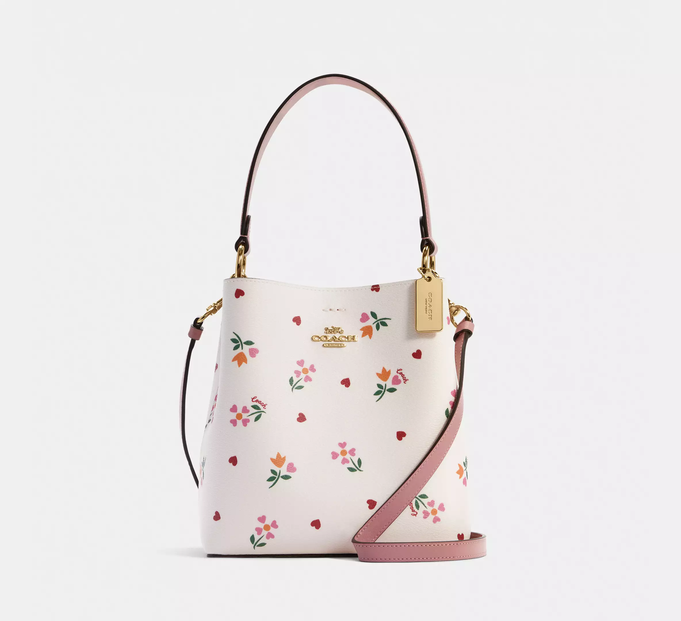 Coach Small Town Bucket Bag With Heart Petal Print