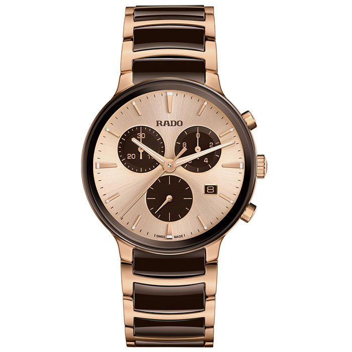 Rado Centrix Men Quartz Champagne Brown Dial Chronograph Stainless Steel Watch R30212402