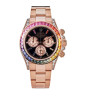 Rolex Black Lacquer Sapphire Rainbow Dial & Bezel, 18K Rose Gold Oyster Bracelet Men Watch