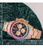 Rolex Black Lacquer Sapphire Rainbow Dial & Bezel, 18K Rose Gold Oyster Bracelet Men Watch